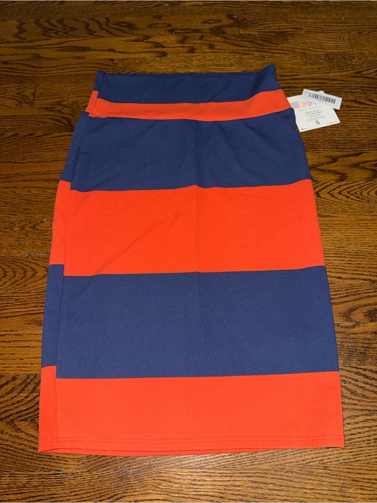 LuLaRoe Dresses & Skirts - LuLaRoe Cassie Navy and Red Wide-Stripe Pencil Skirt